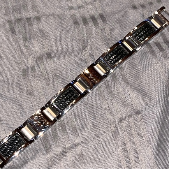 Mens bracelet STAINLESS STEEL 8.5” beautiful silver & black FINAL REDUCED PRICE - Picture 10 of 15